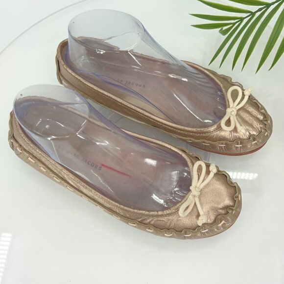 Marc By Marc Jacobs Gold Leather Women's Slip On Round Toe Ballet Flats Sz 38.5 - Picture 1 of 13